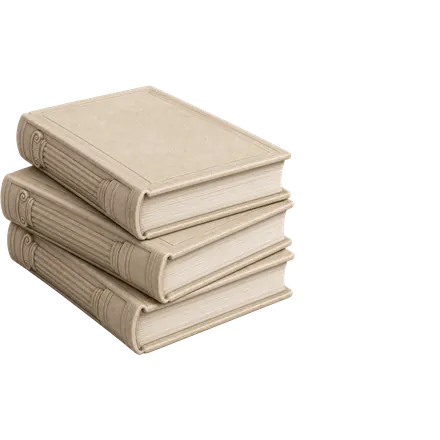 A stack of three carved stone books